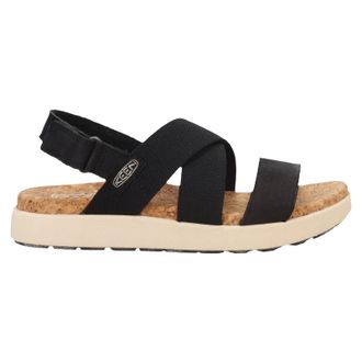 Keen Elle Criss Cross Leather Textile Womens Comfort Sandals - Black Birch - Size:UK 5.5