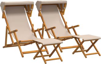 vidaXL Silla De Terraza 4 Pcs 3 Posici&oacute;n Madera De Eucalipto Maciza Vidaxl