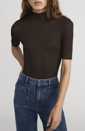 Frame Denim The Metallic Mock Neck T-Shirt in Americano at Nordstrom, Size X-Small