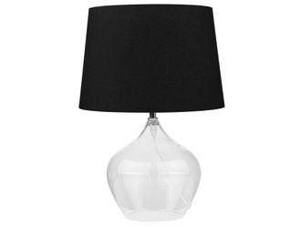 Beliani L&aacute;mpara de mesa vidrio negro