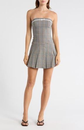 Madden Girl Drop Waist Strapless Minidress in Grey/Black Gold at Nordstrom Rack, Size X-Large
