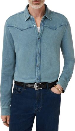 John Varvatos Miner Jacquard Snap-Up Western Shirt in Denim Heather at Nordstrom, Size Medium