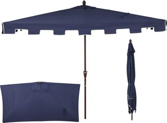 Jonathan Y Designs Sidney 9 ft. Classic MidCentury Rectangular Half Market Patio Umbrella with Crank, Wind Vent and UV Protection in Navy at Nordstrom