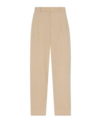 The Row Womens Lilas Light Khaki Cotton And Linen Trousers - Tan - Size EU 38 (Womens)