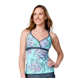 Free Country Womens Macrame Back Tankini Top