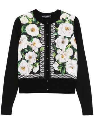Dolce & Gabbana floral-print cardigan - Black
