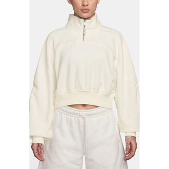 Nike Jordan Flight Fleece Quarter Zip Crop Sweatshirt in Sail/Sail at Nordstrom, Size Xx-Large