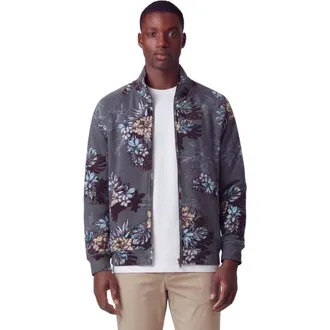 Lords of Harlech Exotic Floral Mens Printed Zip Jacket in Exotic Floral Black at Nordstrom, Size Xx-Large
