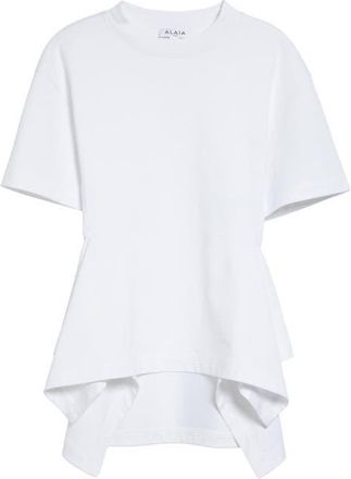 Alaia Panelled Cotton T-Shirt in Blanc at Nordstrom, Size 10 Us