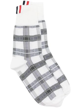 Thom Browne Sokken met tartan ruit - Wit