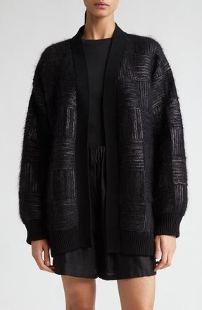 Max Mara Estonia Textured Sequin Knit Cardigan in Black at Nordstrom, Size Medium