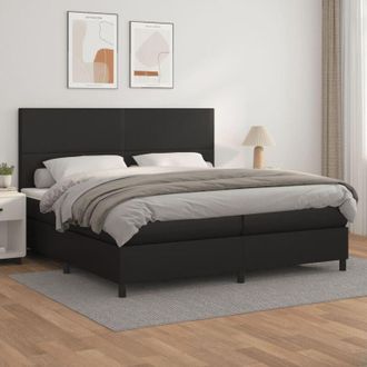 vidaXL Cama Box Spring Con Colch&oacute;n Cuero Sint&eacute;tico Negro 200x200 Cm Vidaxl