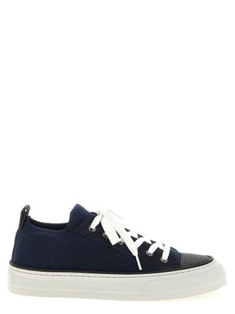 Brunello Cucinelli Blue Cotton Low Top Womens Sneakers