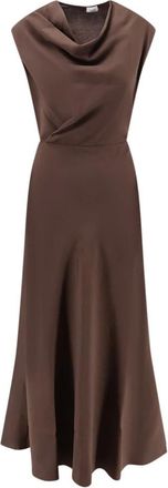 Brunello Cucinelli Abito svasato in twill di lana vergine fluido - - Dresses - Donna - Marrone - M