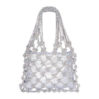 Hibourama Bags Handbags, female, Gray, Size: ONE SIZE Crystal Mesh Handbag