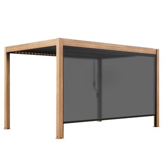 Oviala P&eacute;rgola bioclim&aacute;tica autoportante de 3x4m y 1 persiana de madera gris