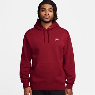 Nike Heren Club Fleece Pullover Hoodie (Donkerrood)