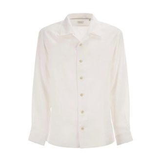 Brunello Cucinelli Overhemden, Heren, Wit, L, Linnen, Easy Fit Linnen Shirt