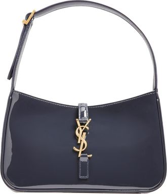 Saint Laurent Le 5 &agrave; 7 Patent Leather Hobo in Midnight Blue at Nordstrom
