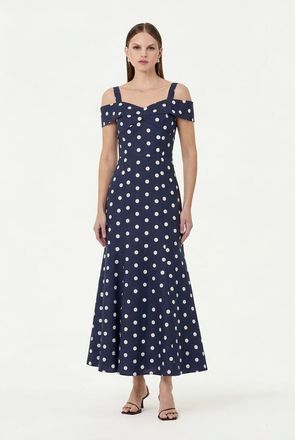 Nicholas Ivana Dress in Navy Polka Dot at Nordstrom, Size 12
