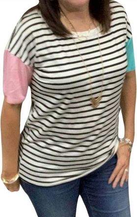 Bibi Striped Tee Top In Blush/mint/ivory