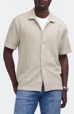 Madewell Textured Knit Camp Shirt in Earthen Green at Nordstrom Rack, Size Medium