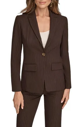DKNY One-Button Blazer in Chocolate at Nordstrom, Size 8