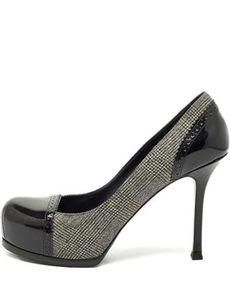 Saint Laurent Lakleren pumps met plateauzool - Zwart