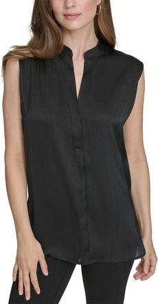 Halston Heritage Mandarin Collar Sleeveless Top