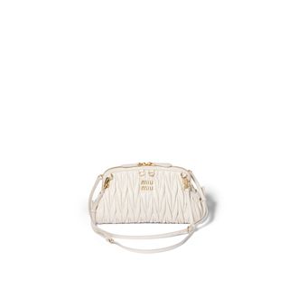 Miu Miu Caprice Matelass&eacute; Nappa Leather Clutch, Woman, White