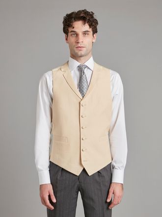 Oliver Brown Single Breasted Linen Waistcoat - Beige