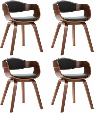 vidaXL Vidaxl - Sillas de comedor 4 uds madera curvada y cuero sintético