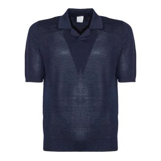 Eleventy Polo Shirts, male, Blue, Size: XL Knitted Polo Shirt