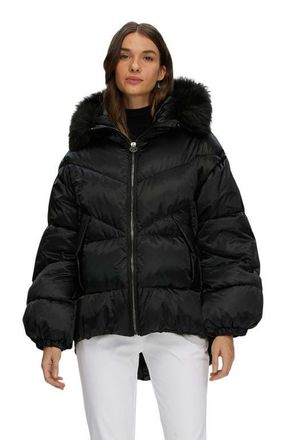 Gorski Apres-Ski High-Low Jacket With Detachable Trim in Black/black at Nordstrom, Size Medium
