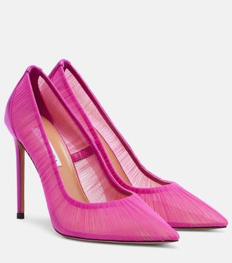 Aquazzura Voile 105 satin-trimmed tulle pumps