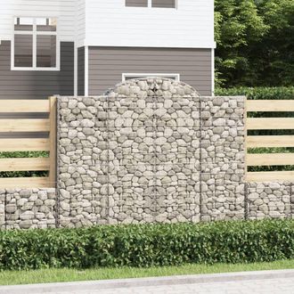 Berkfield Home Arched Gabion Baskets 5 pcs 200x50x160/180 cm Galvanised Iron in Silver