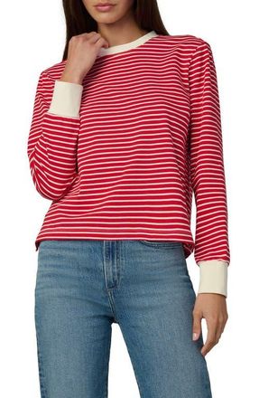 Joe's Stripe Long Sleeve Cotton T-Shirt in Cherry Red/Ecru Stripe at Nordstrom, Size X-Large