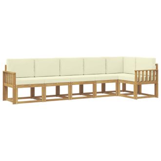 vidaXL Conjunto De Sof&aacute;s De Exterior 6 Pcs Blanco Y Crema Poli&eacute;ster Vidaxl