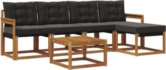 vidaXL Conjunto De Sof&aacute;s De Exterior 6 Uds. Natural Y Negro Vidaxl