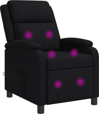 vidaXL Silla De Masajes Reclinable Negro Tela Vidaxl
