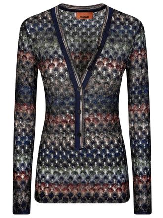 Missoni Textured V-Neck Long-Sleeve Sweater