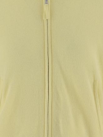 Allude Womens Wool And Cashmere Knit With Hood Yellow Virgin Knitwear Sweater