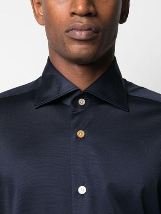 Kiton Slim-Cut Cotton Shirt - Midnight blue