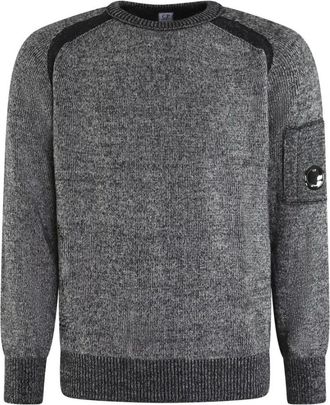 C.P. Company Fleece Crewneck Gebreide Trui - Heren - Ronde hals truien - Grijs - 2XL - Wol - Truien & Vesten