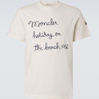 Moncler Embroidered cotton jersey T-shirt