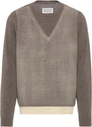 Maison Margiela V-neck Truien - Heren - Ronde hals truien - Bruin - M - Truien & Vesten