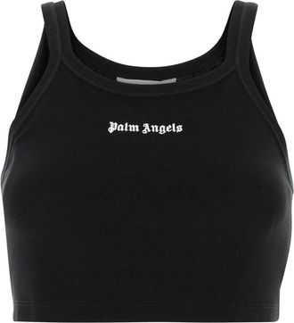 Palm Angels Piquet Top - Dames - Tops zonder mouwen - Zwart - S - Katoen - Tops