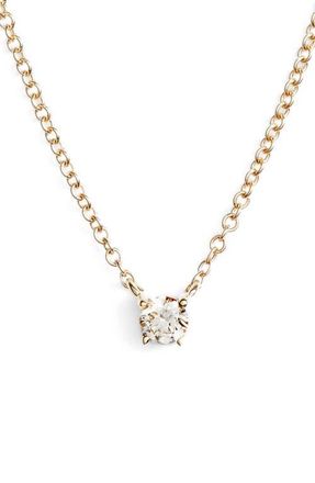 Bony Levy Petite Liora Diamond Solitaire Pendant Necklace in Yellow Gold at Nordstrom, Size 18 In