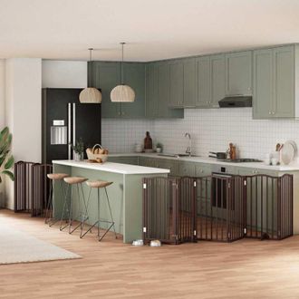 vidaXL vidaXL Cancello Cani Porta Pieghevole Marrone 12 Pannelli 600cm Pioppo