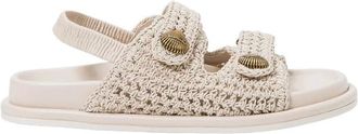 Twinset Schoenen, Dames, Beige, 38 EU, Leer, Crochet Sandal